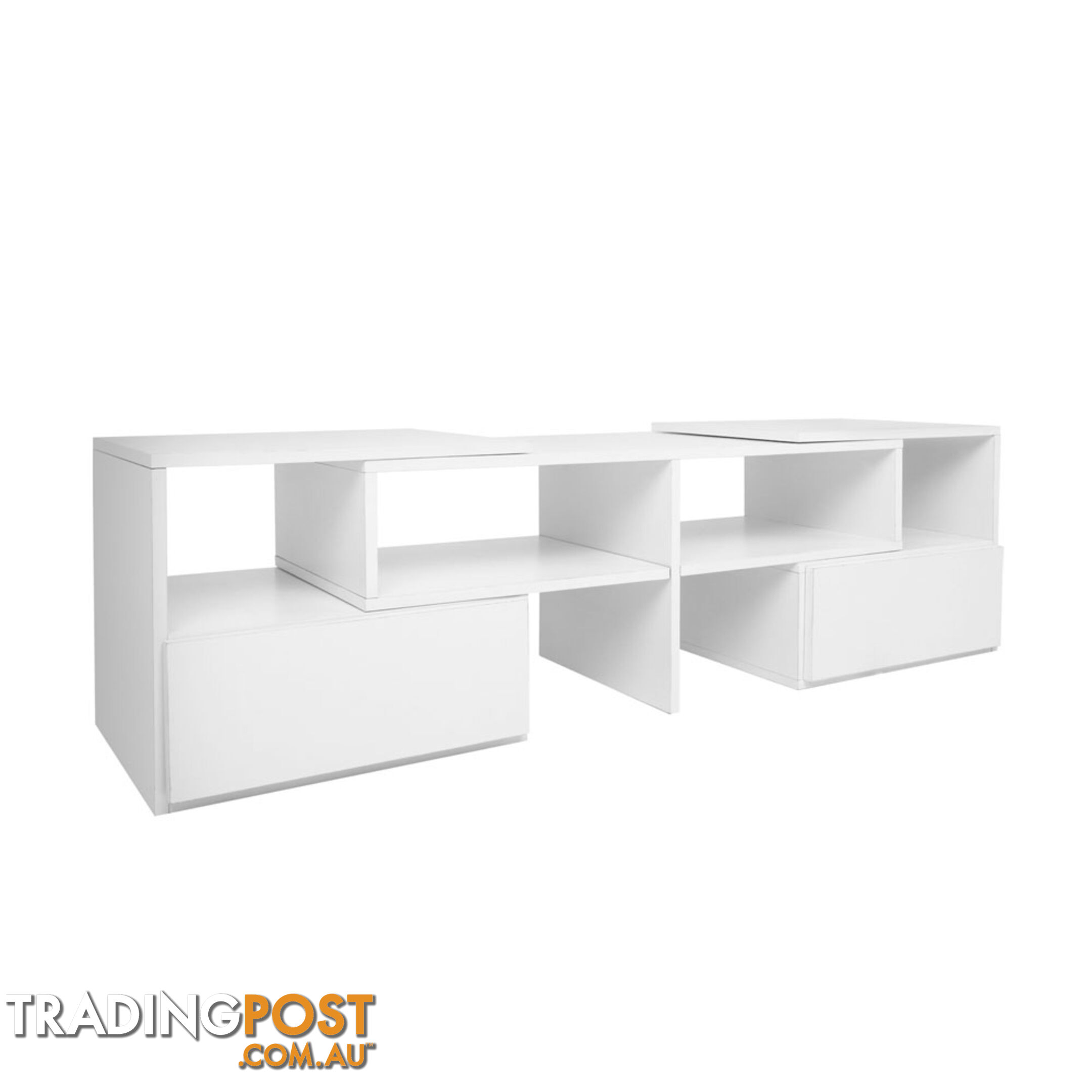 White TV Stand Entertainment Unit Adjustable Cabinet