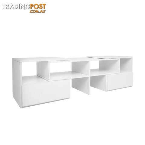 White TV Stand Entertainment Unit Adjustable Cabinet