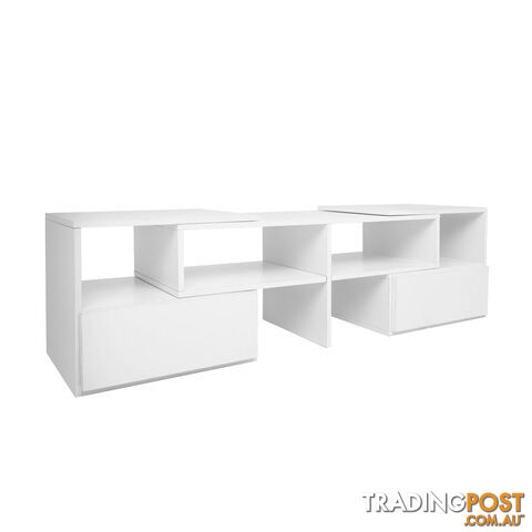 White TV Stand Entertainment Unit Adjustable Cabinet