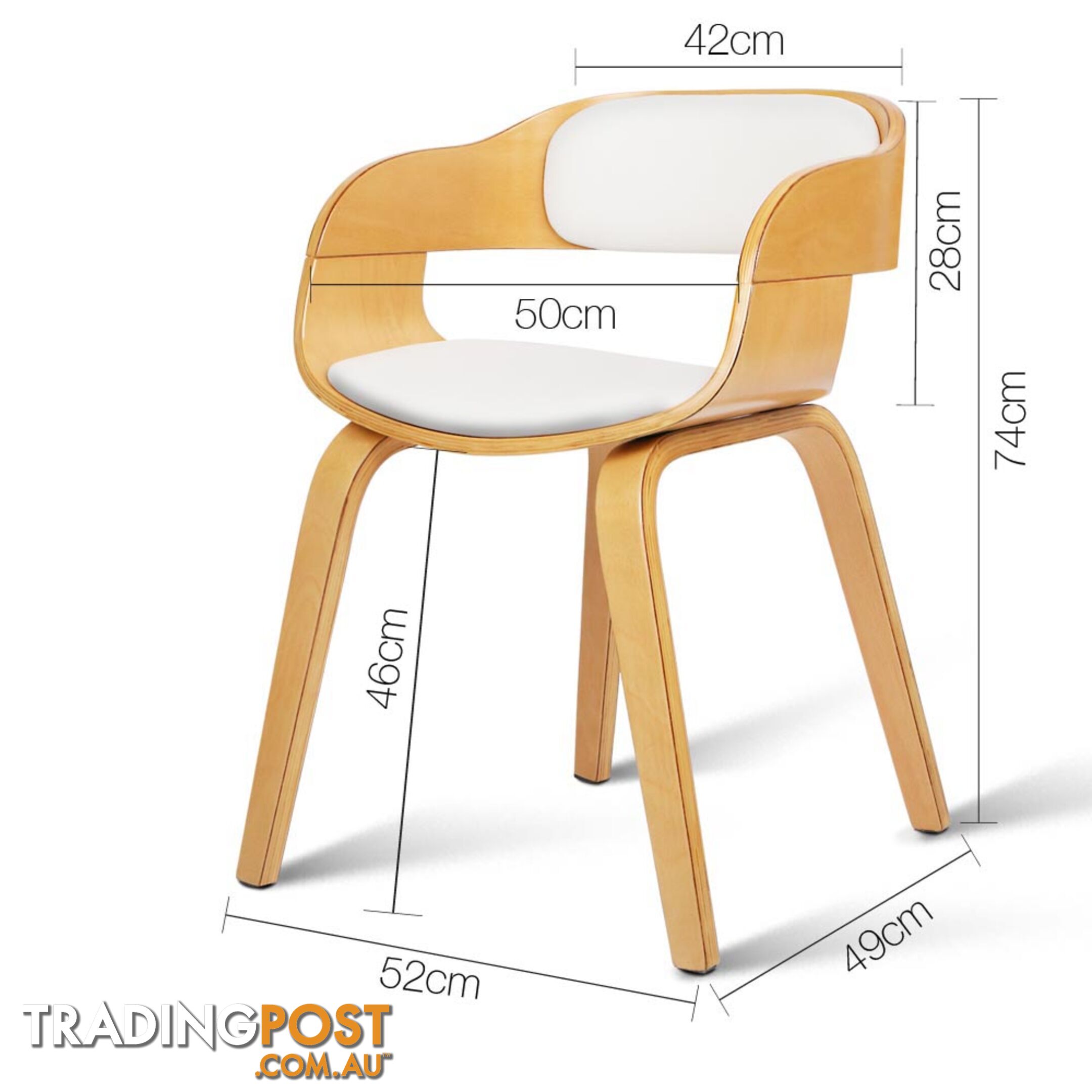 Wooden Silas Dining Chair Kitchen Cafe Bar Smiling Design Natural White