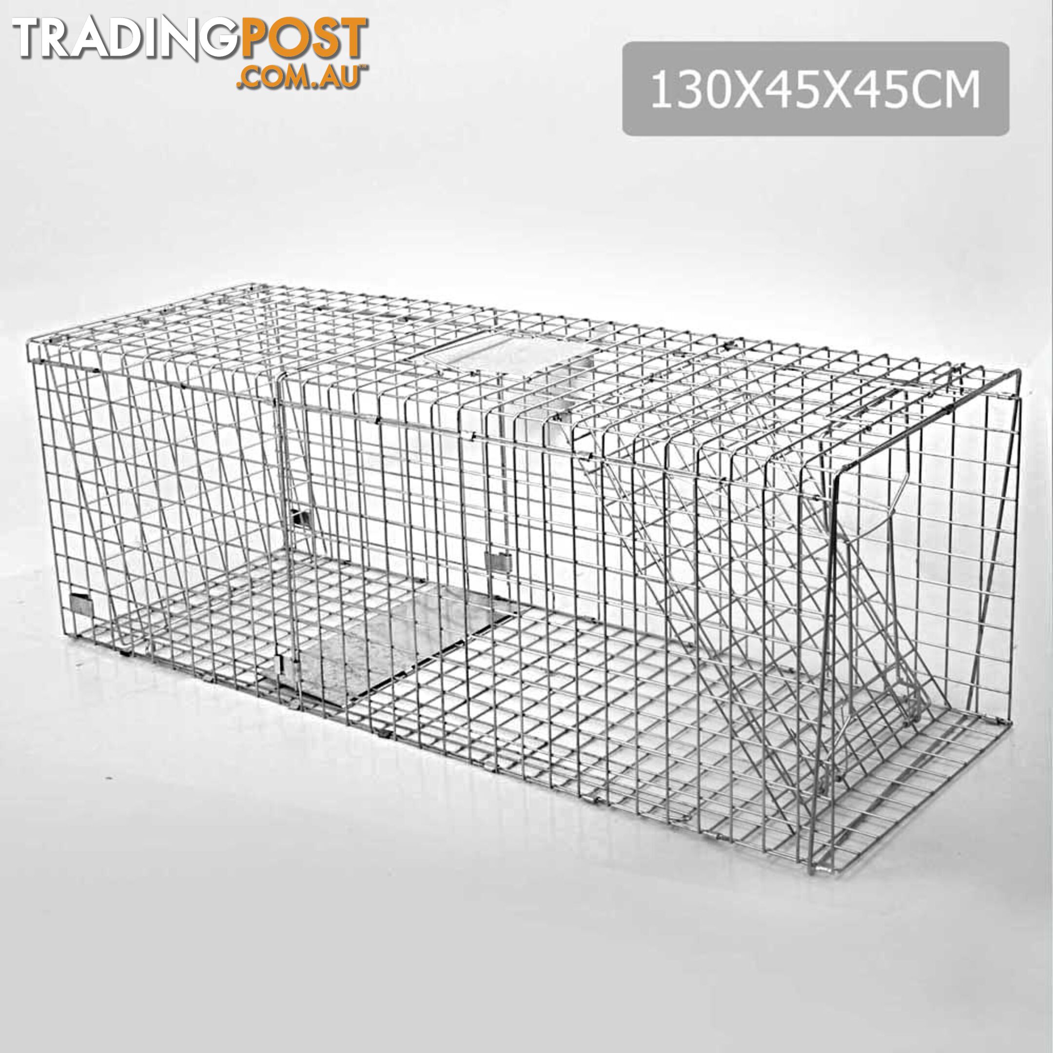 XL Humane Animal Trap Cage Cat Possum Rabbit Fox Koala Hare Catch 130 x 45cm