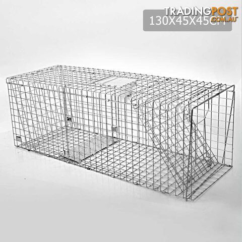 XL Humane Animal Trap Cage Cat Possum Rabbit Fox Koala Hare Catch 130 x 45cm