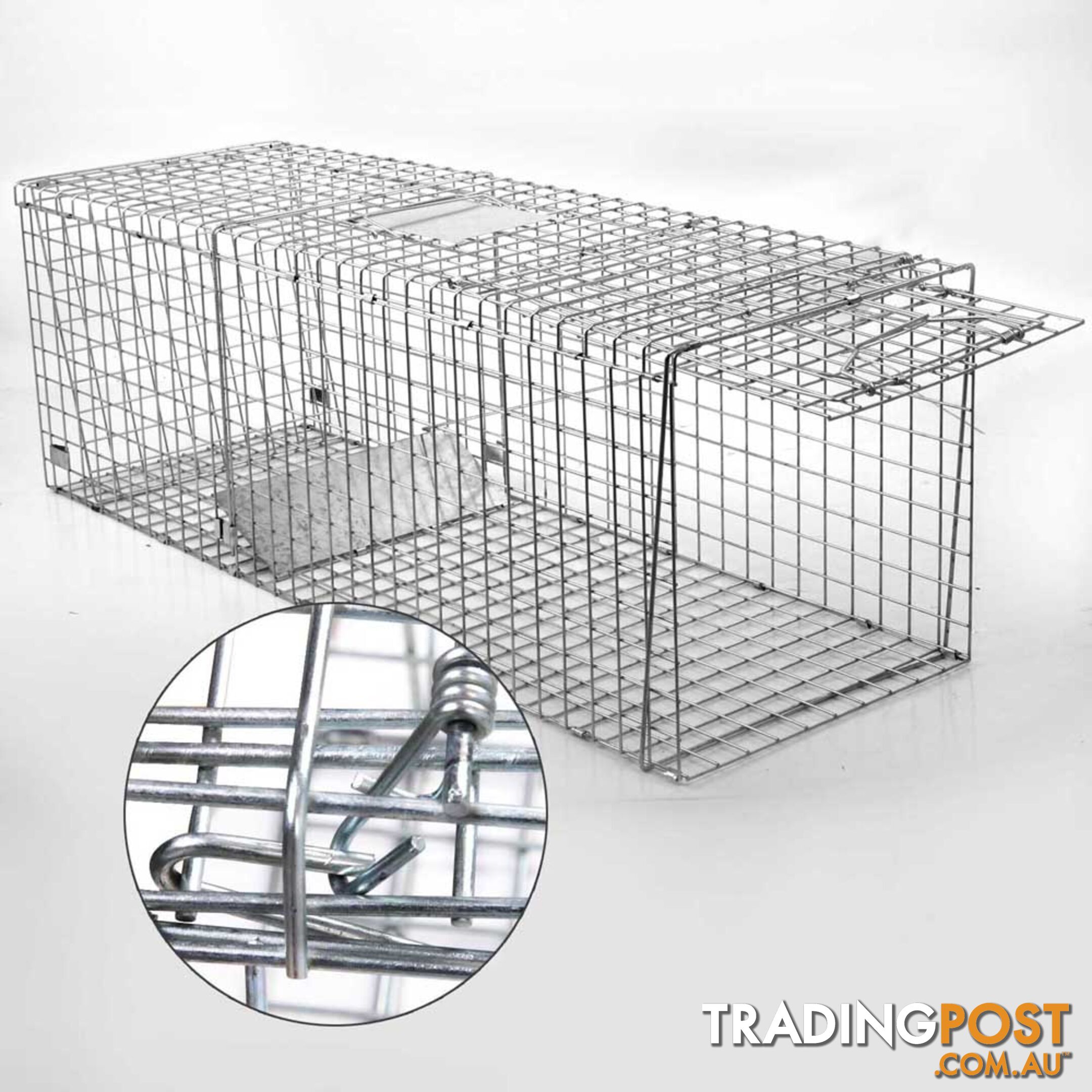 XL Humane Animal Trap Cage Cat Possum Rabbit Fox Koala Hare Catch 130 x 45cm