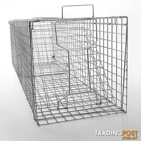 XL Humane Animal Trap Cage Cat Possum Rabbit Fox Koala Hare Catch 130 x 45cm