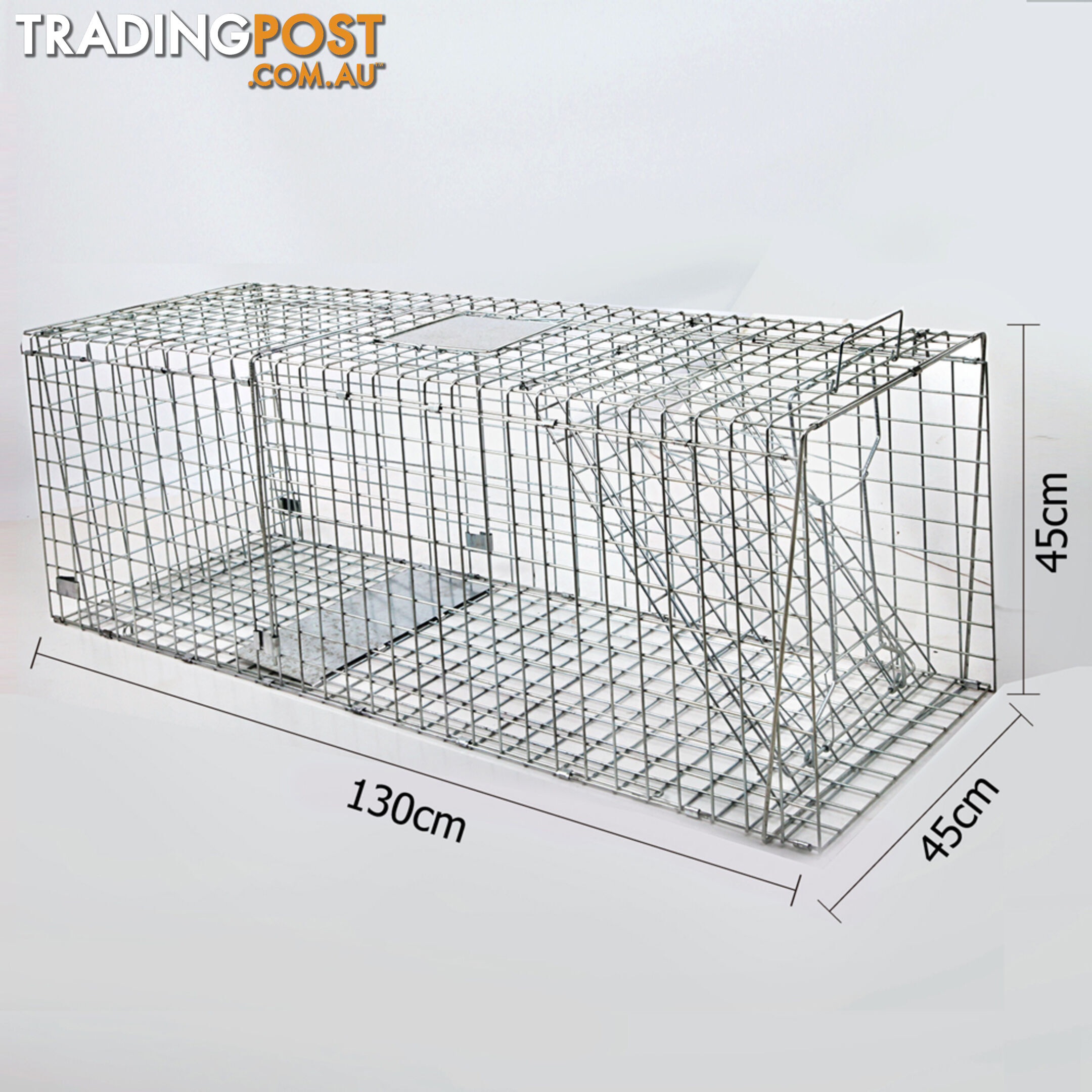 XL Humane Animal Trap Cage Cat Possum Rabbit Fox Koala Hare Catch 130 x 45cm