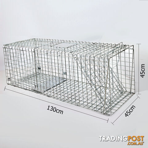 XL Humane Animal Trap Cage Cat Possum Rabbit Fox Koala Hare Catch 130 x 45cm