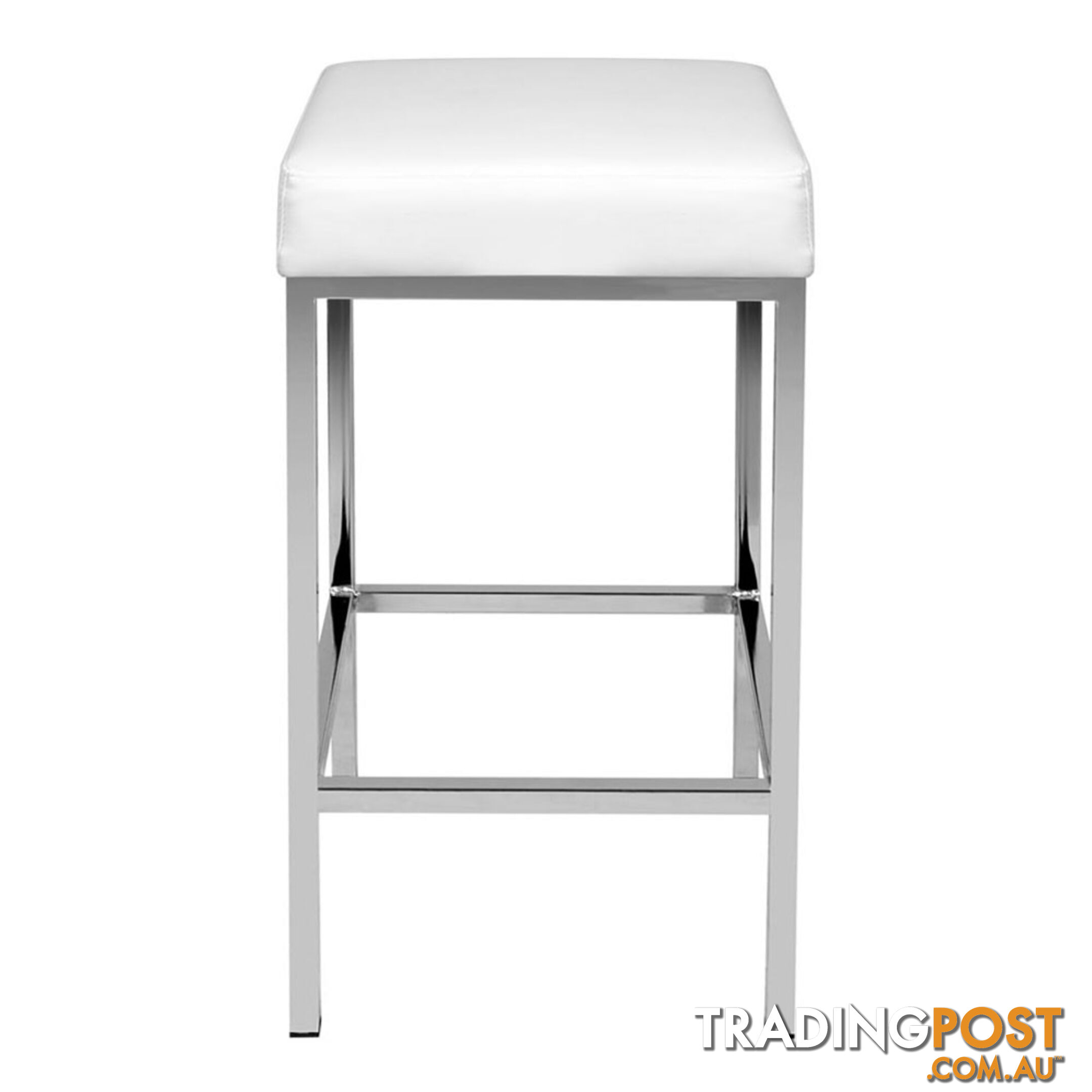 Set of 2 PU Leather Kitchen Bar Stool Heavy Duty Footrest White