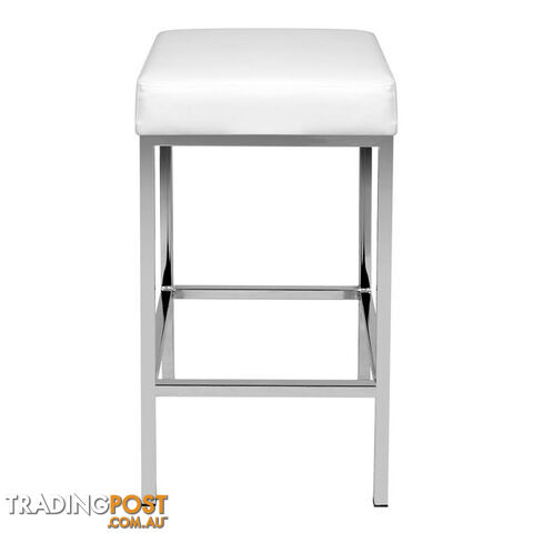 Set of 2 PU Leather Kitchen Bar Stool Heavy Duty Footrest White