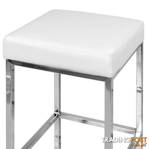 Set of 2 PU Leather Kitchen Bar Stool Heavy Duty Footrest White