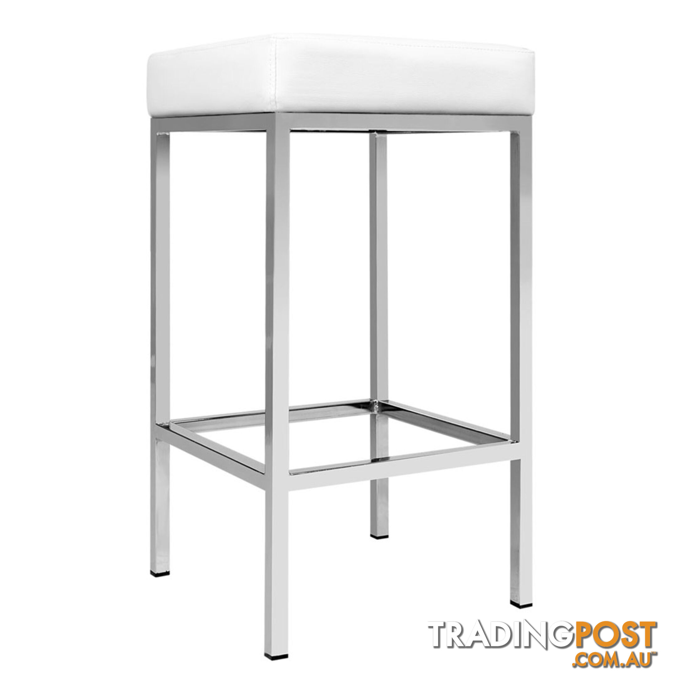 Set of 2 PU Leather Kitchen Bar Stool Heavy Duty Footrest White