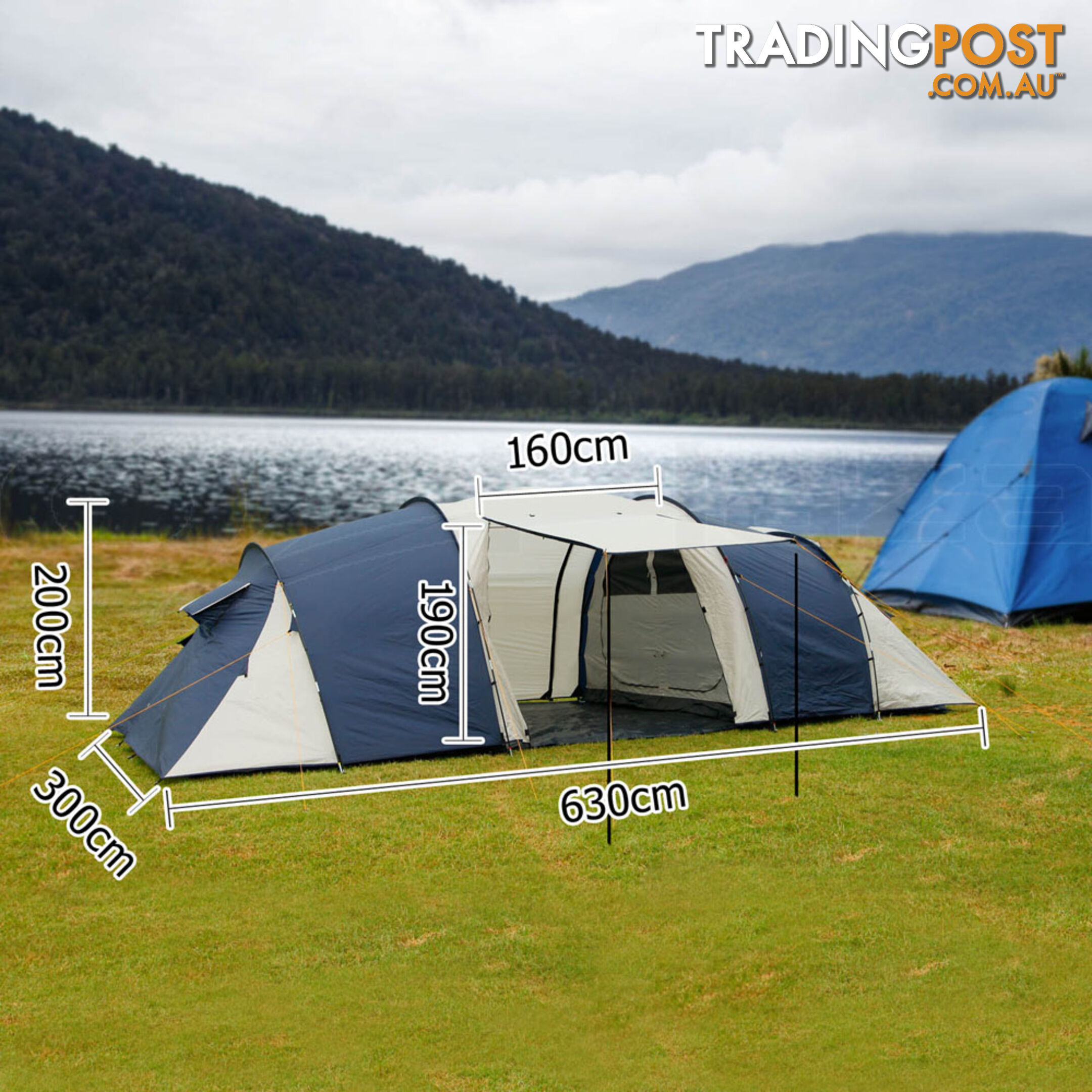 12 Person Family Camping Tent Navy Grey