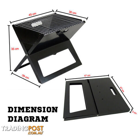 Portable Notebook Grill BBQ Foldable Folding Charcoal Camping Barbecue Picnic - photo 4 of 4