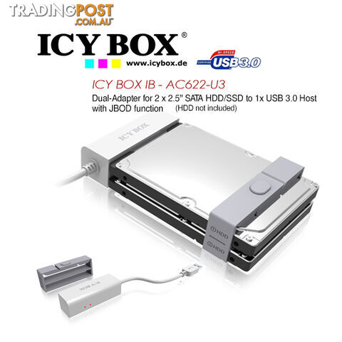 ICY BOX (IB-AC622-U3)Dual-Adapter 2.5in SATA HDD/SSD USB 3.0 Host JBOD Function