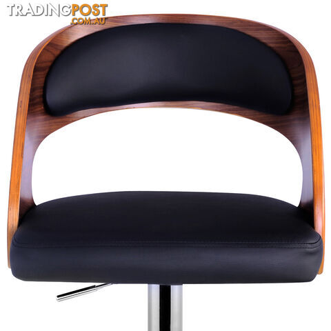 PU Leather Wooden Kitchen Bar Stool Padded Seat Black