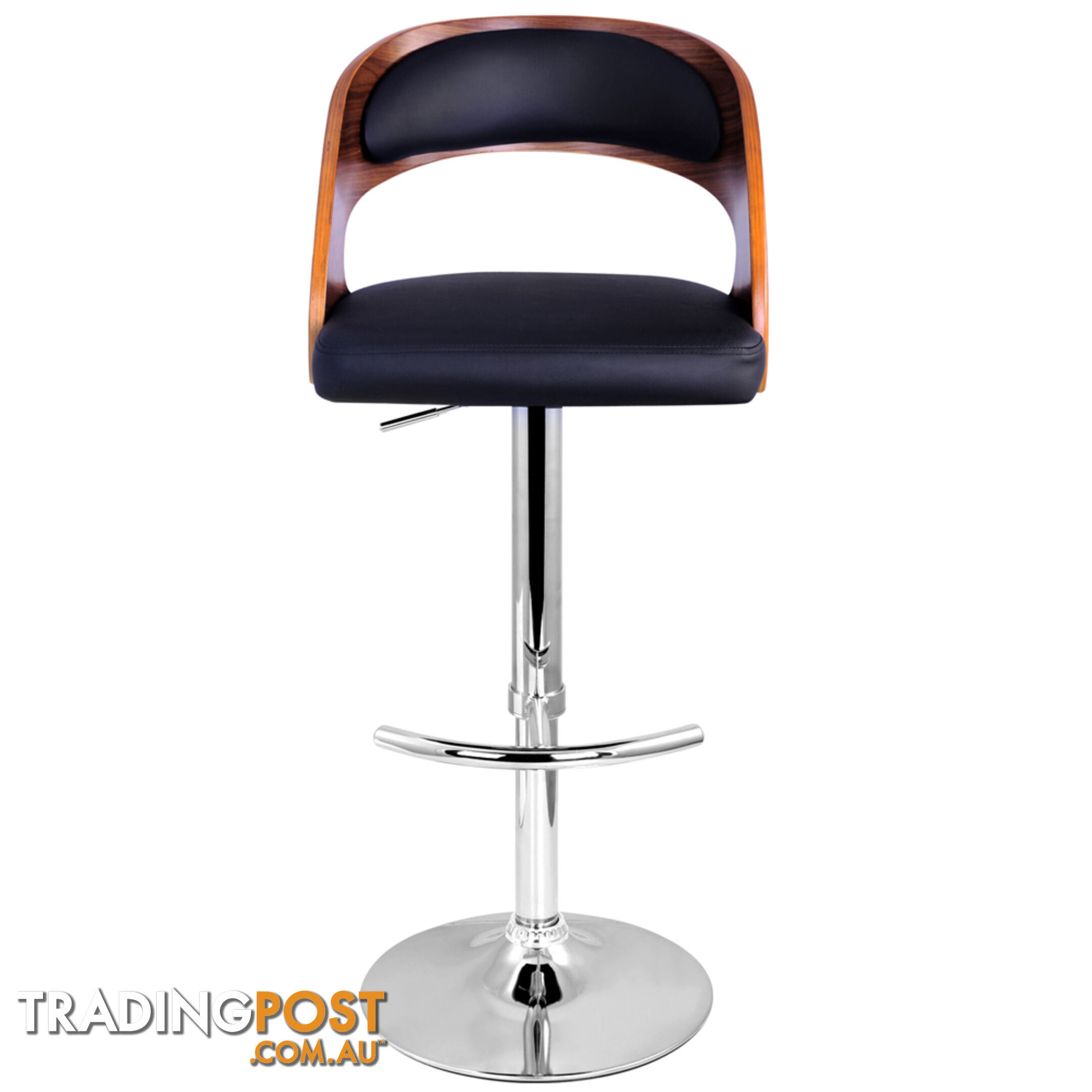 PU Leather Wooden Kitchen Bar Stool Padded Seat Black