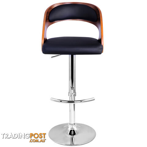 PU Leather Wooden Kitchen Bar Stool Padded Seat Black