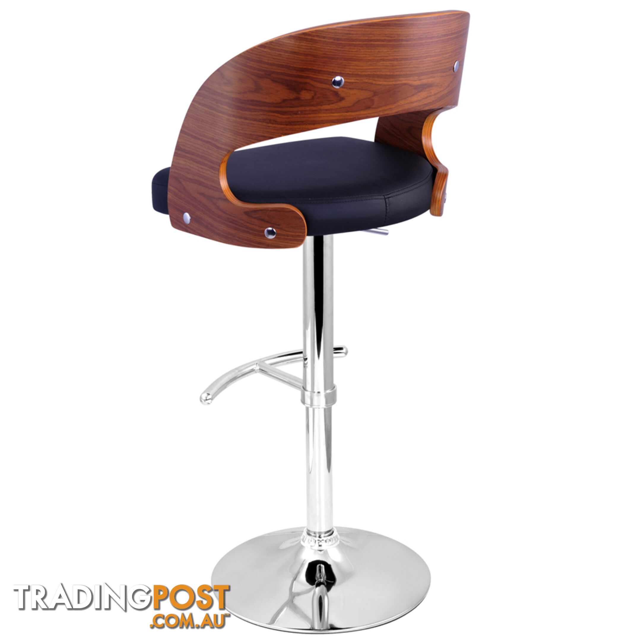 PU Leather Wooden Kitchen Bar Stool Padded Seat Black