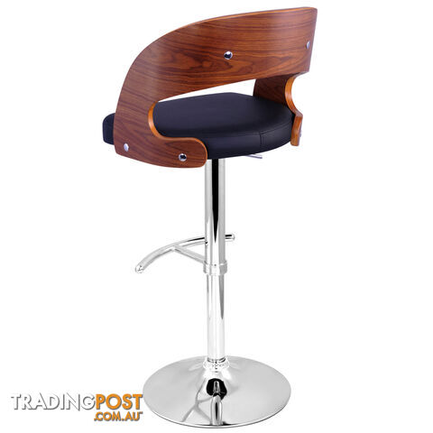 PU Leather Wooden Kitchen Bar Stool Padded Seat Black