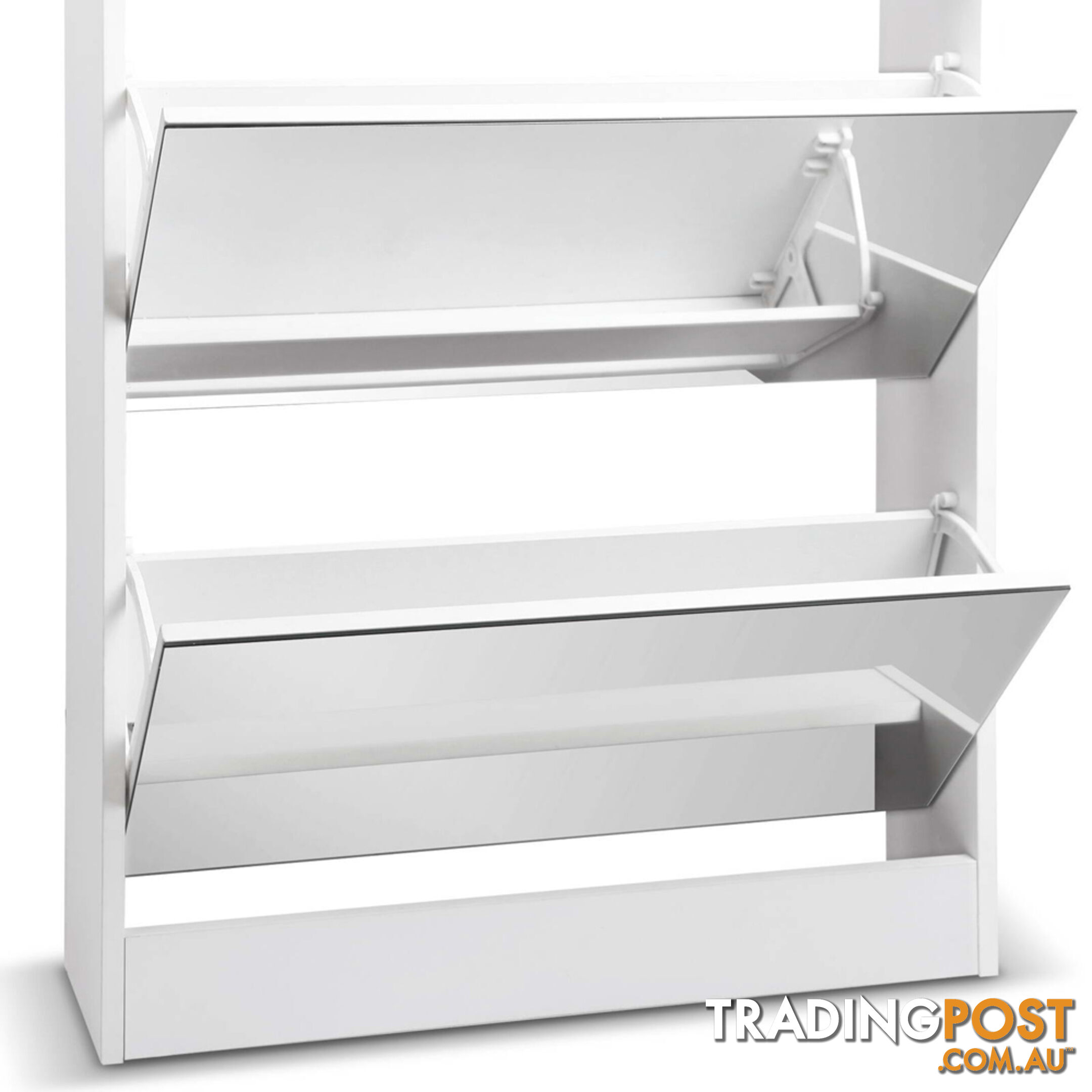 Mirrored Shoe Cabinet Storage 5 Drawers Shelf White