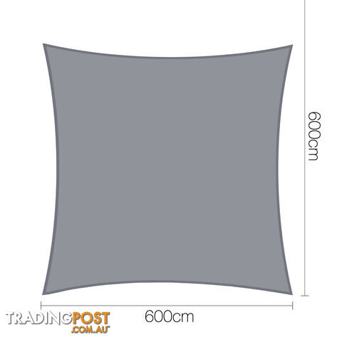 Heavy Duty Square Shade Sail Cloth Sun Canopy Shadecloth 6 x 6m Grey 280g/m2