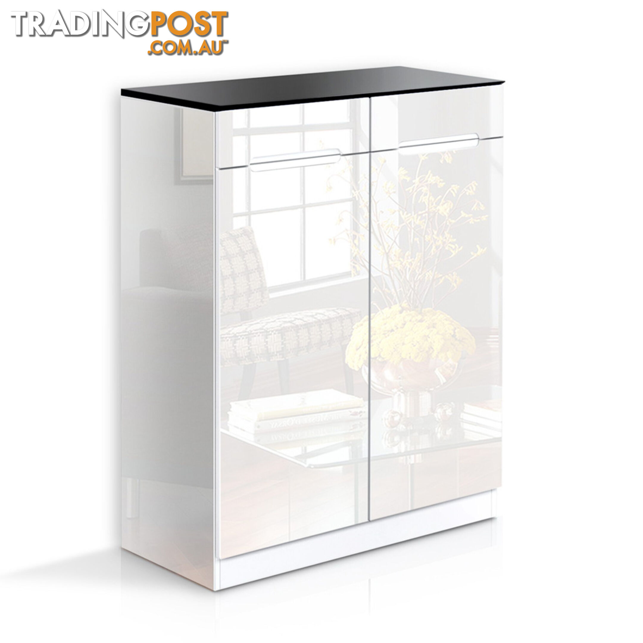 High Gloss Shoe Cabinet Rack Black / White