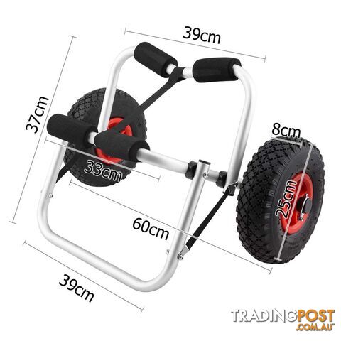 Aluminium Kayak Trolley 100kg Canoe Surf Ski Carrier Boat Cart Watercraft