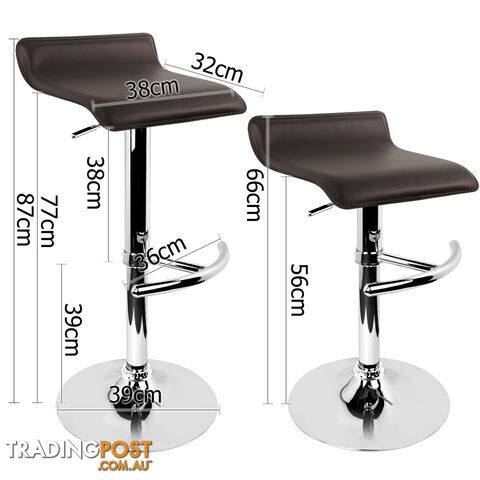 2 x PVC Leather Cafe Kitchen Bar Stool Counter Height Gas Lift Chair Chocolate - photo 2 of 9