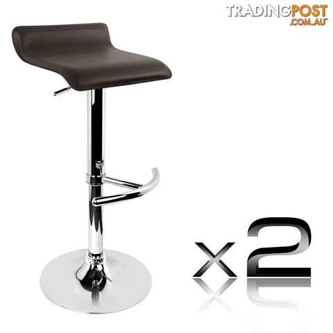 2 x PVC Leather Cafe Kitchen Bar Stool Counter Height Gas Lift Chair Chocolate
