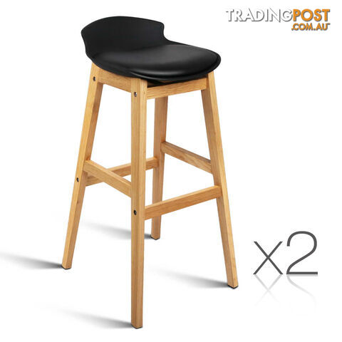 2 x High Seat Back Barstools Counter Chair Black