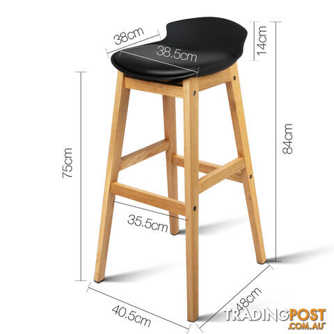 2 x High Seat Back Barstools Counter Chair Black