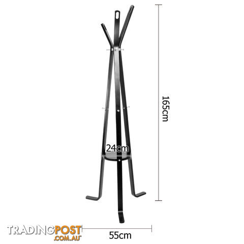 Clothes Stand Wooden Coat Rack Hat Jacket Hanger Black - photo 2 of 8