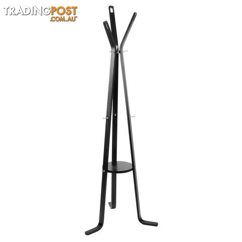 Clothes Stand Wooden Coat Rack Hat Jacket Hanger Black