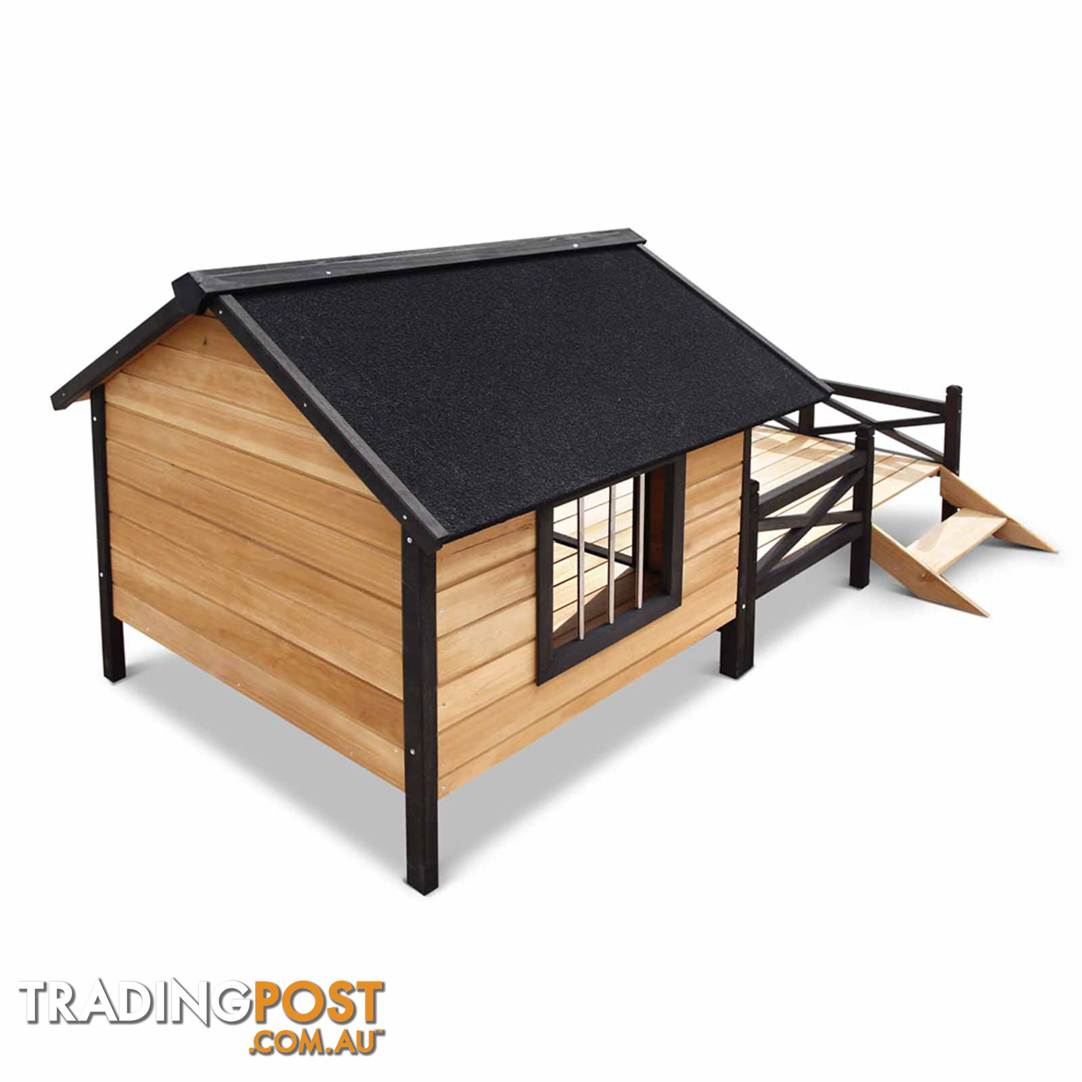 Dog Kennel with Patio - Black