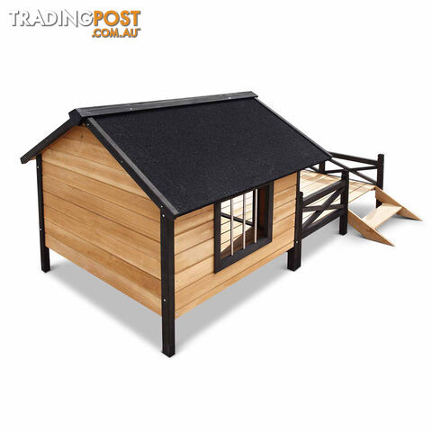 Dog Kennel with Patio - Black