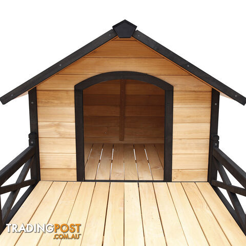 Dog Kennel with Patio - Black