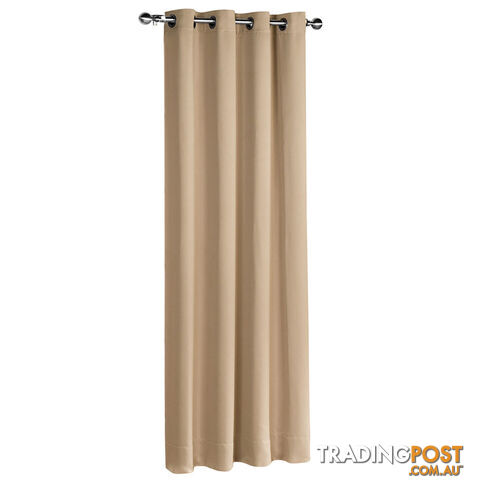 Luxury Blockout Eyelet Curtain 3 Layers Pure Fabric Room Darkening Latte 300cm