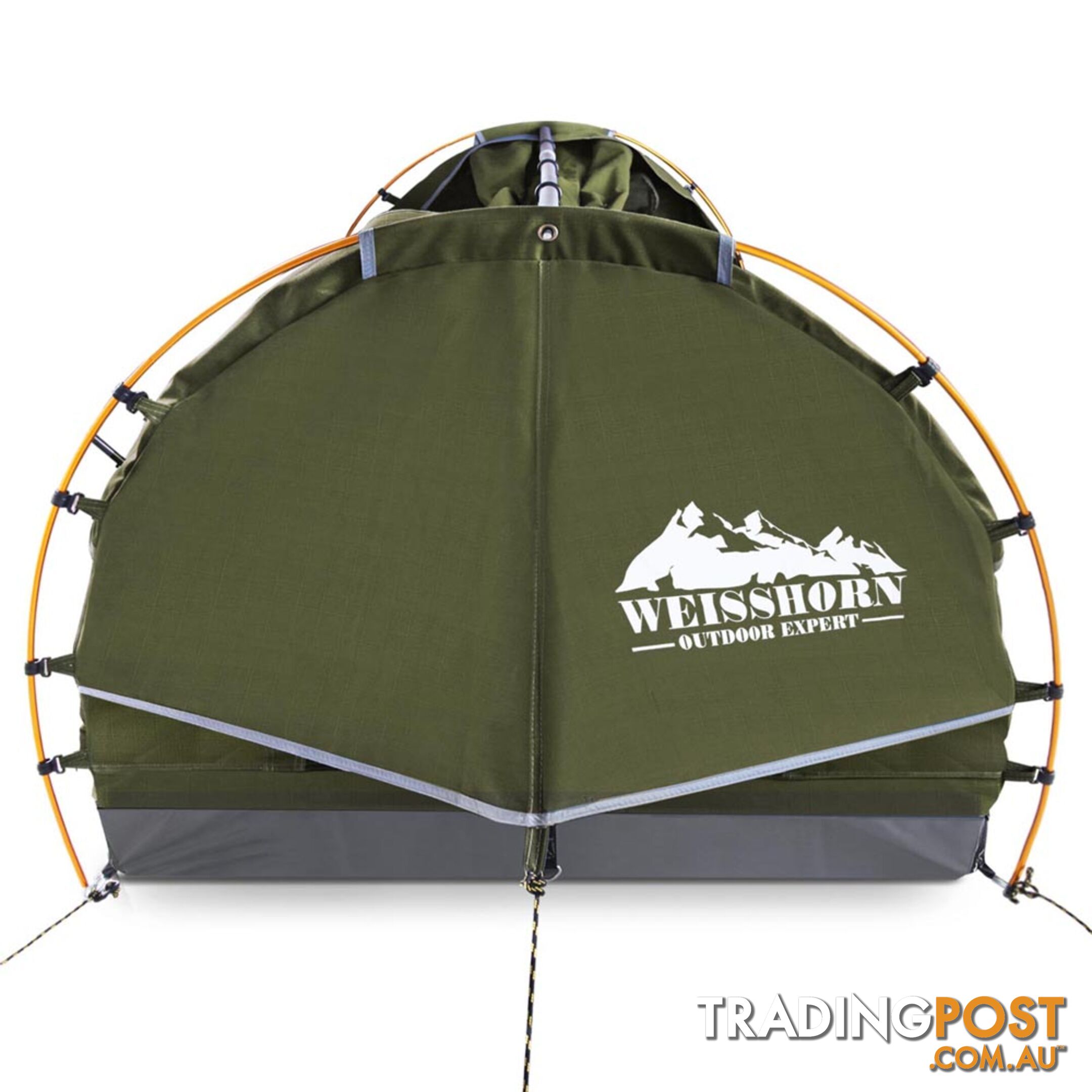 Free Standing Camping Canvas Swag Dome Tent 6cm Mattress Pillow Double Celadon