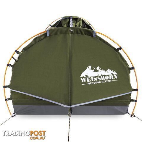 Free Standing Camping Canvas Swag Dome Tent 6cm Mattress Pillow Double Celadon