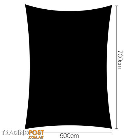 Heavy Duty Rectangle Shade Sail Cloth Sun Canopy Shadecloth 5 x 7m Black 280g/m2