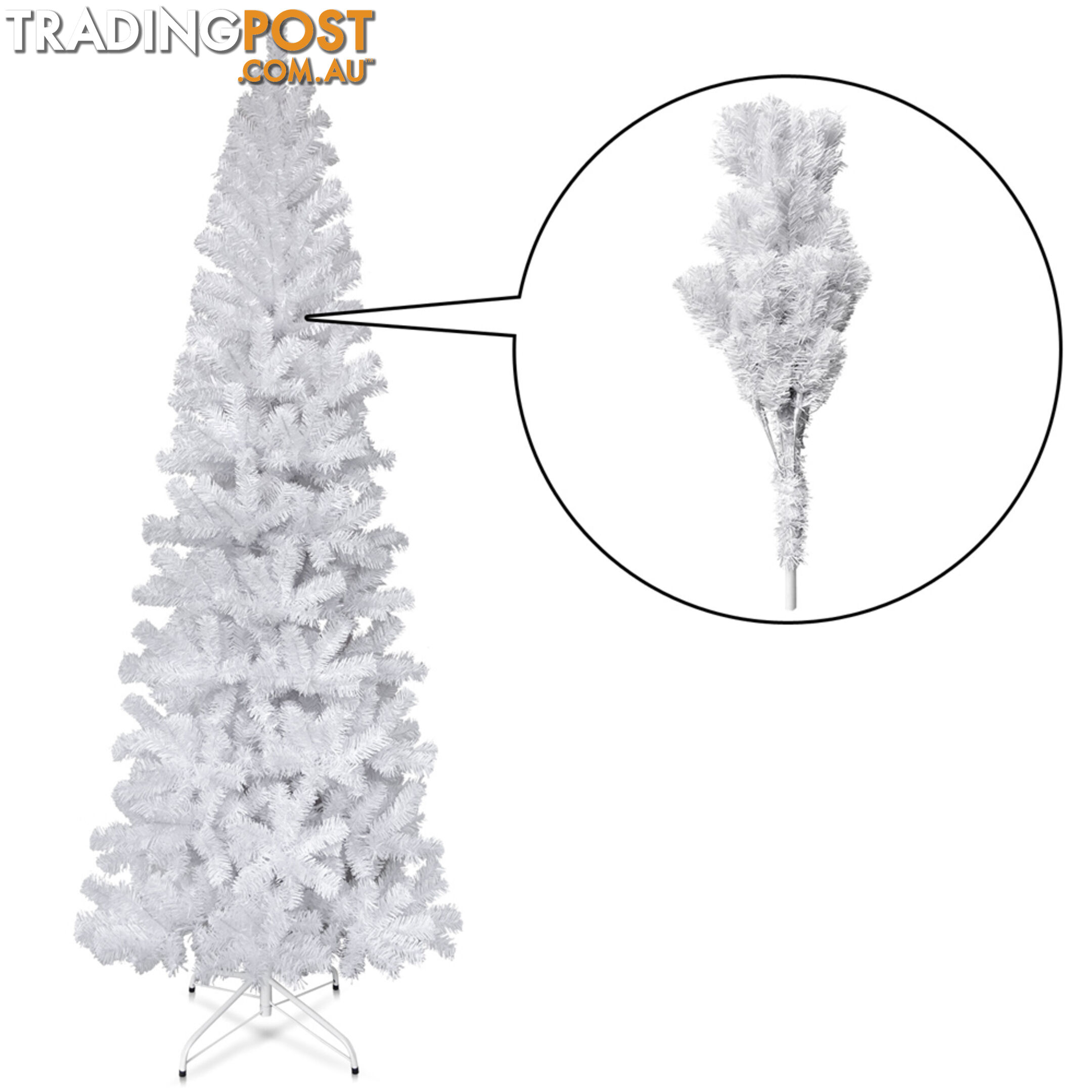 7FT Premium Christmas Tree Free Ornament 210CM Xmas Decorate Steel Base White