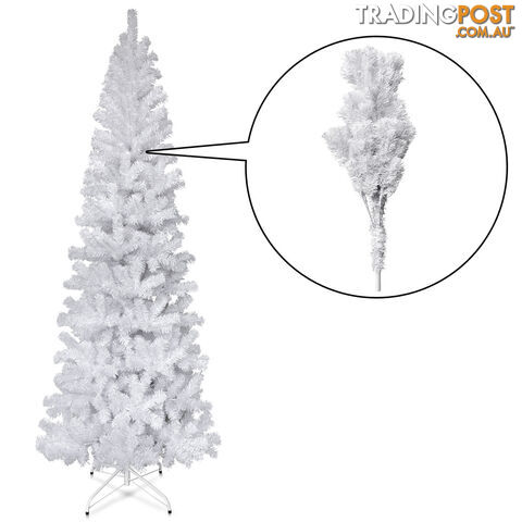 7FT Premium Christmas Tree Free Ornament 210CM Xmas Decorate Steel Base White