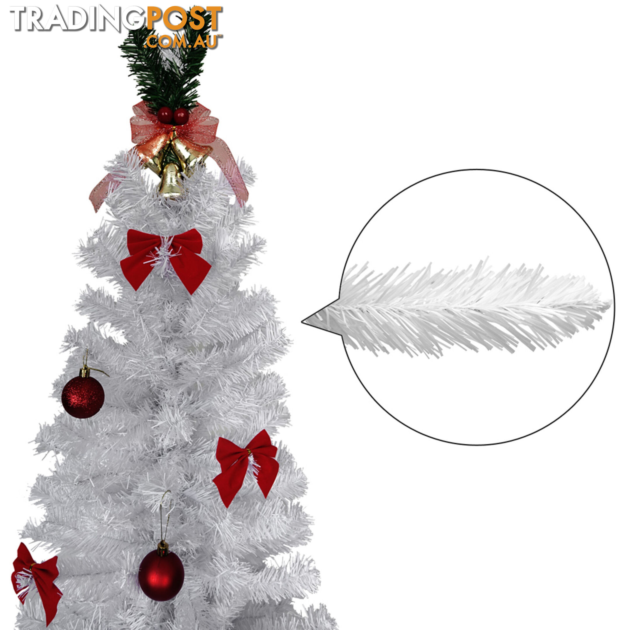 7FT Premium Christmas Tree Free Ornament 210CM Xmas Decorate Steel Base White