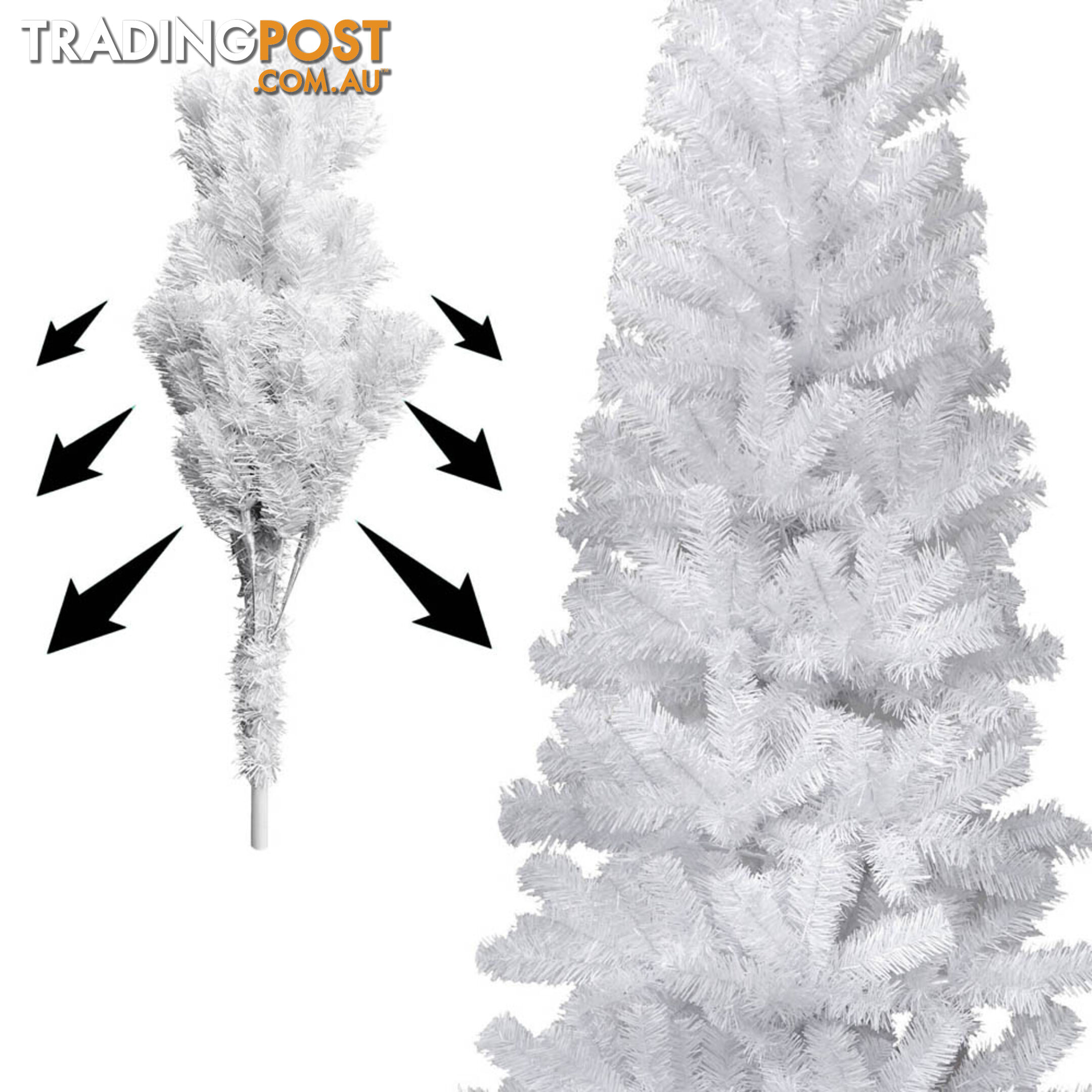 7FT Premium Christmas Tree Free Ornament 210CM Xmas Decorate Steel Base White