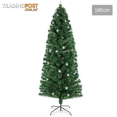 6FT LED Christmas Tree 180CM Xmas Trees Fibre Optic Light Home Decoration Green