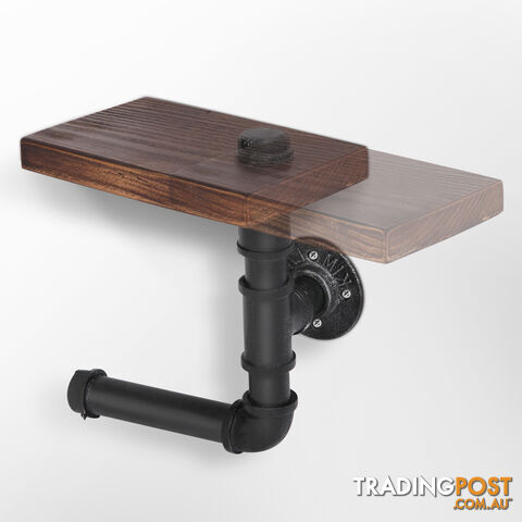 Bathroom Toilet Paper Holder Rustic Industrial DIY Floating Pipe Towel Shelf