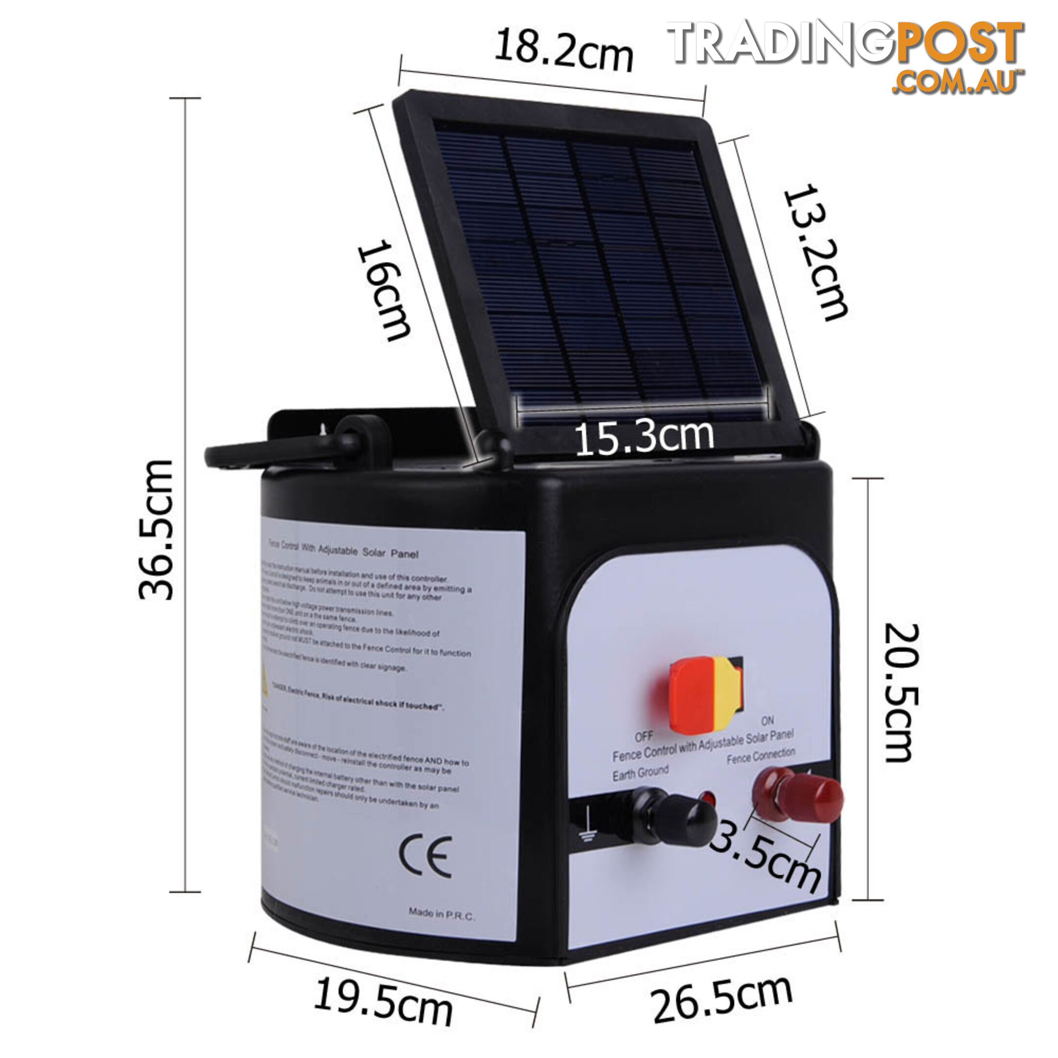 Solar Power 15Km Electric Fence Farm Animal Pet Energiser Energizer Charger 0.8J