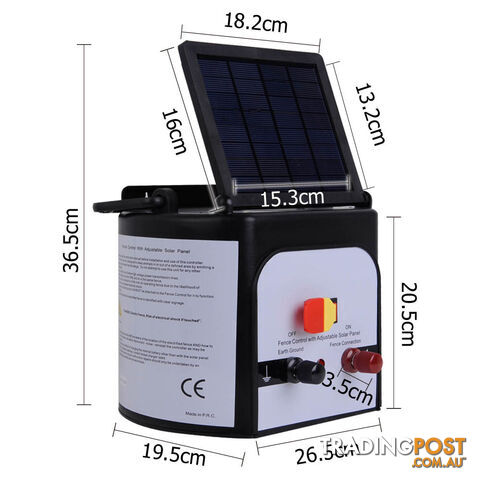 Solar Power 15Km Electric Fence Farm Animal Pet Energiser Energizer Charger 0.8J