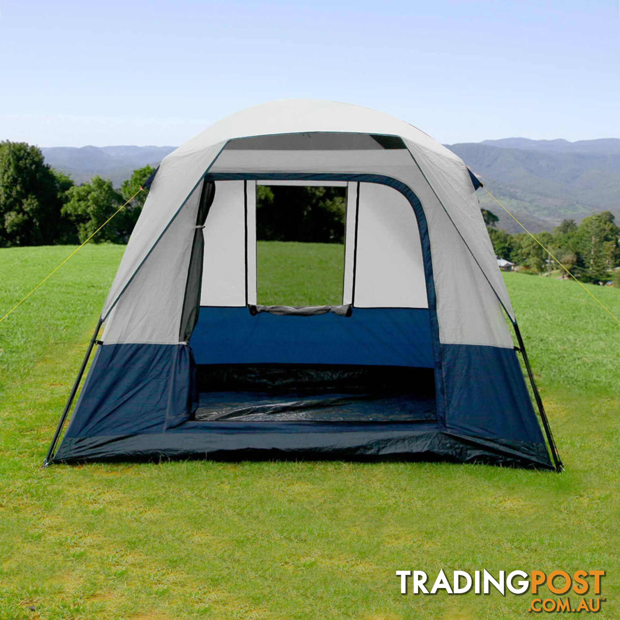 4 Person Family Camping Tent Navy Grey