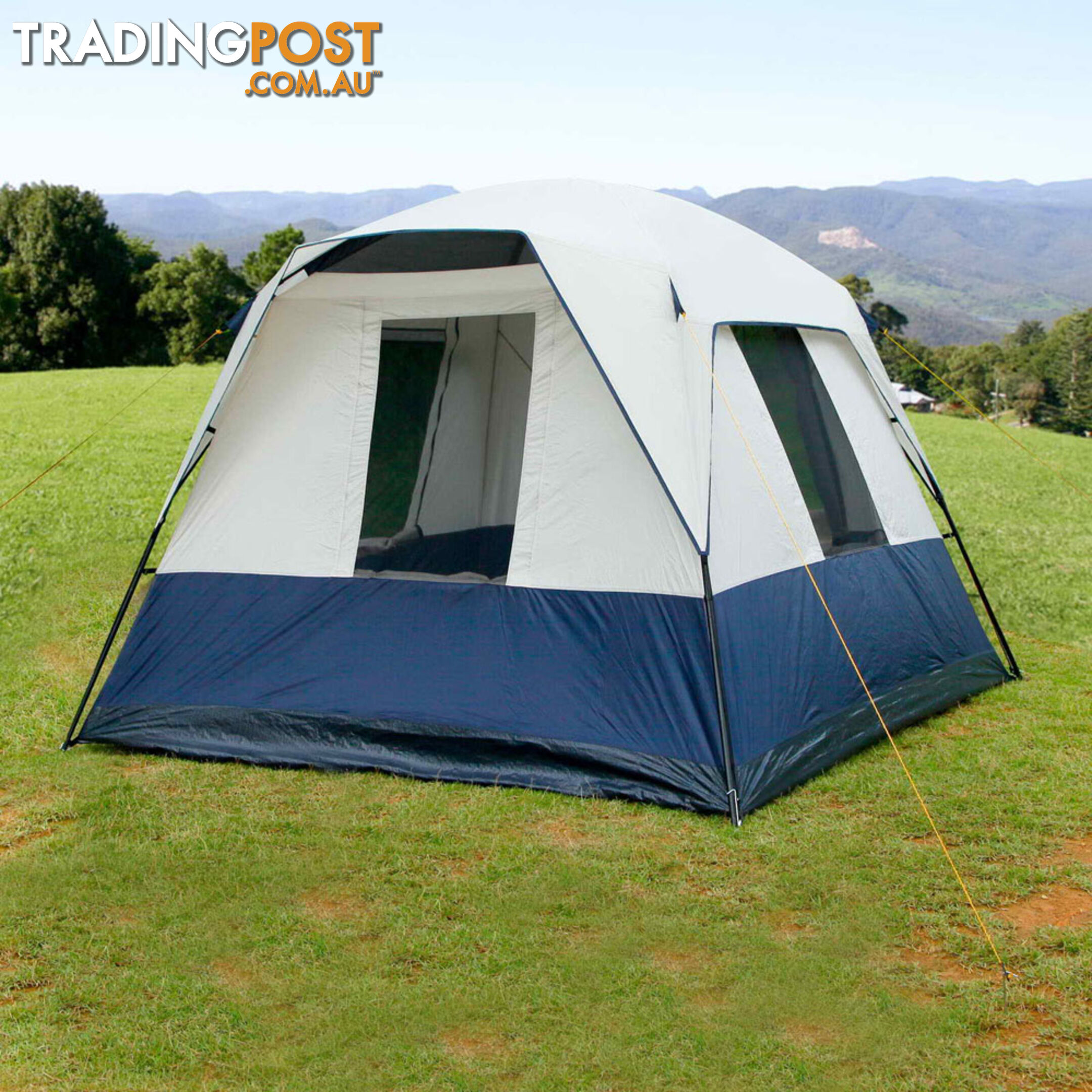 4 Person Family Camping Tent Navy Grey