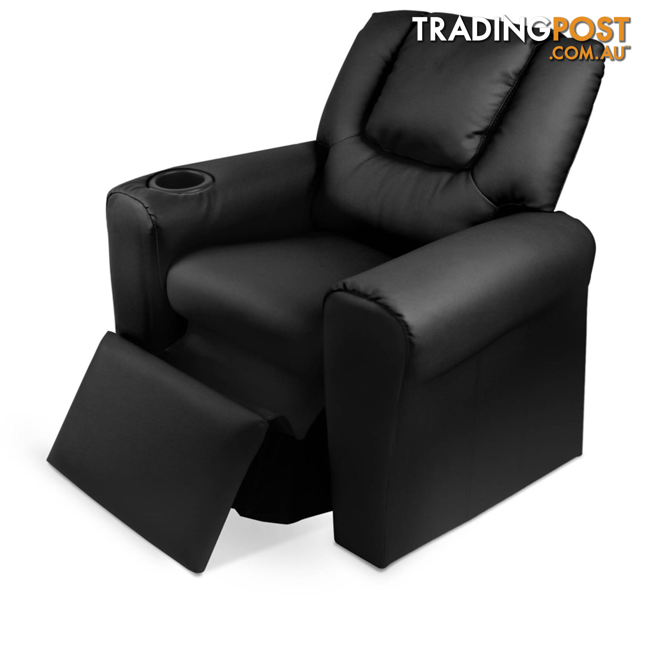 Premium Children PU Leather Sofa Kids Recliner Lounge Padded Arm Chair Black